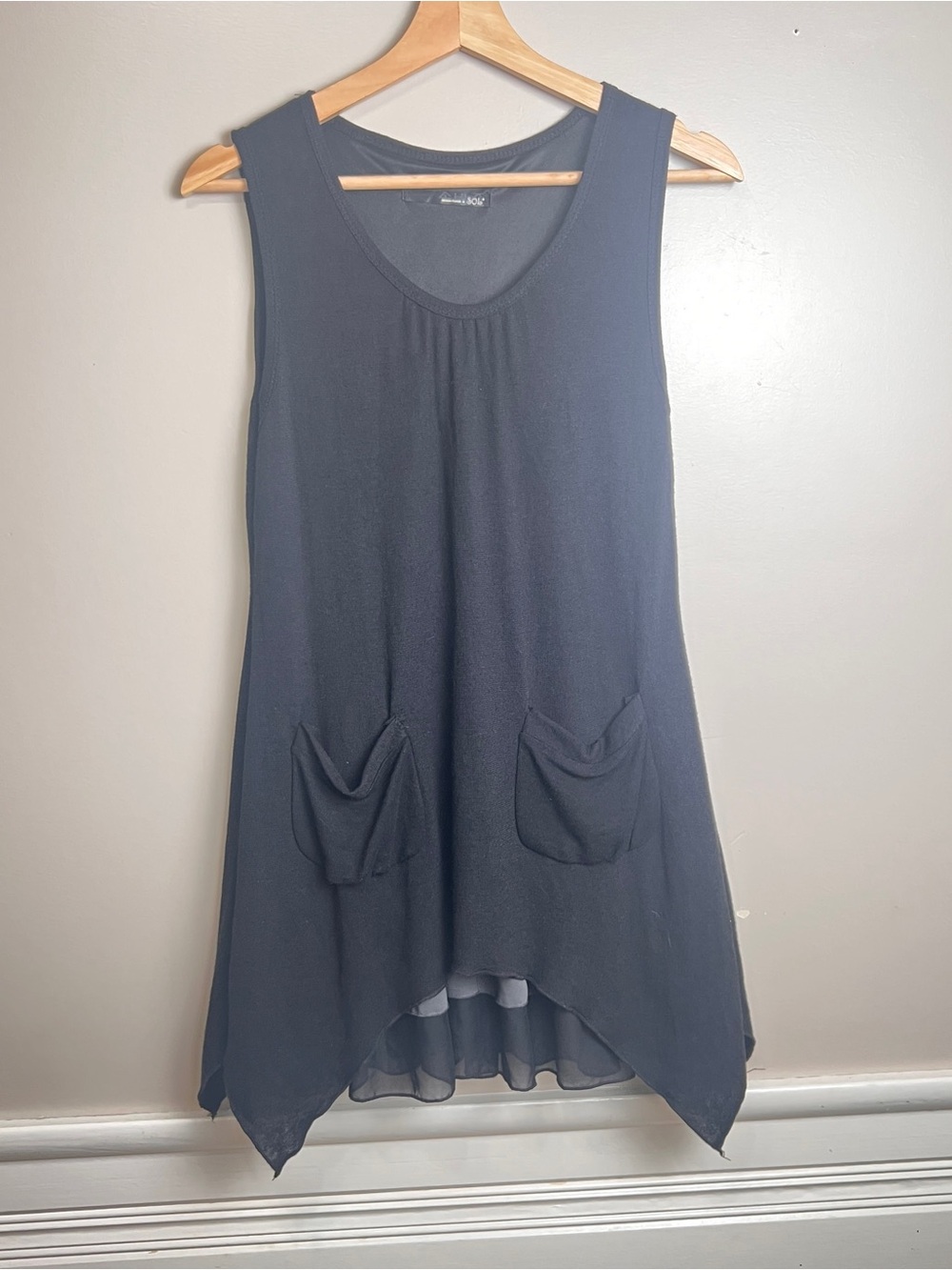 Design Power Is SOL Asymmetrical Lagenlook Tunic/Dress Black Size S, EUC